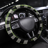Aloha Hawaii Pakalana Pikake Lei Steering Wheel Cover Palaka Inspired Hawaiian-plaid Black