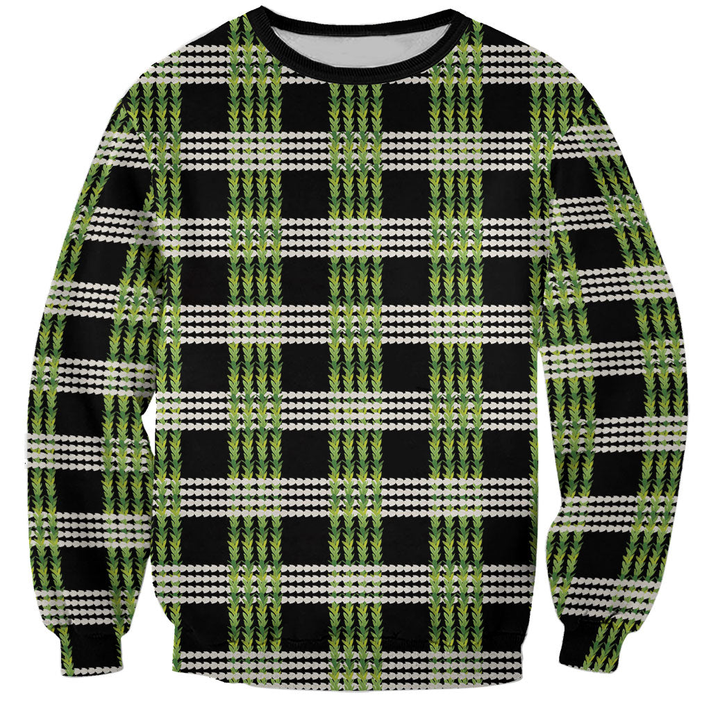 Aloha Hawaii Pakalana Pikake Lei Sweatshirt Palaka Inspired Hawaiian-plaid Black LT14 Unisex Black - Polynesian Pride