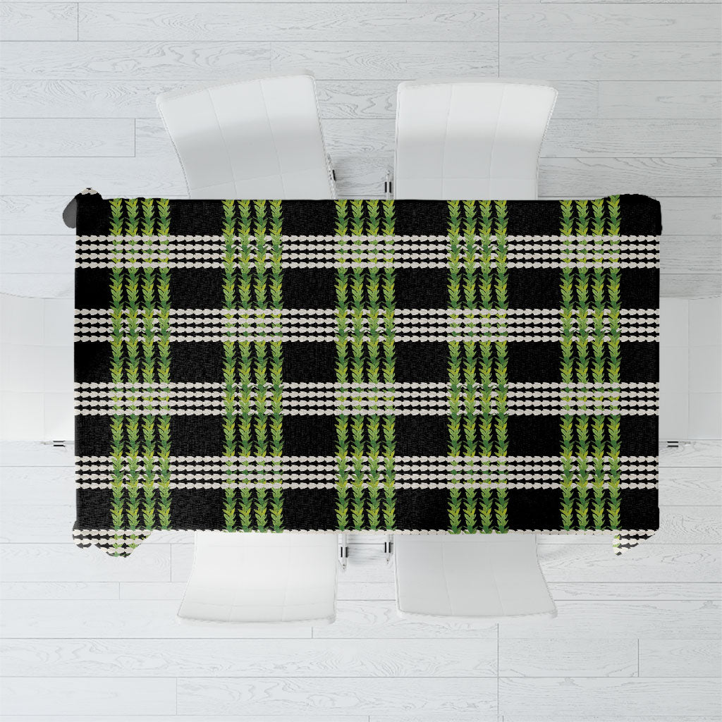 Aloha Hawaii Pakalana Pikake Lei Tablecloth Palaka Inspired Hawaiian-plaid Black