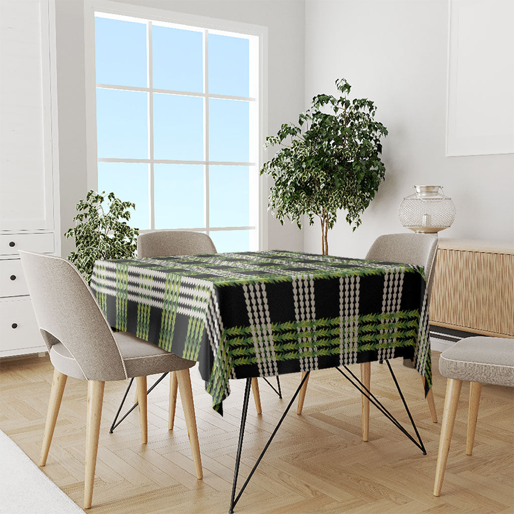 Aloha Hawaii Pakalana Pikake Lei Tablecloth Palaka Inspired Hawaiian-plaid Black