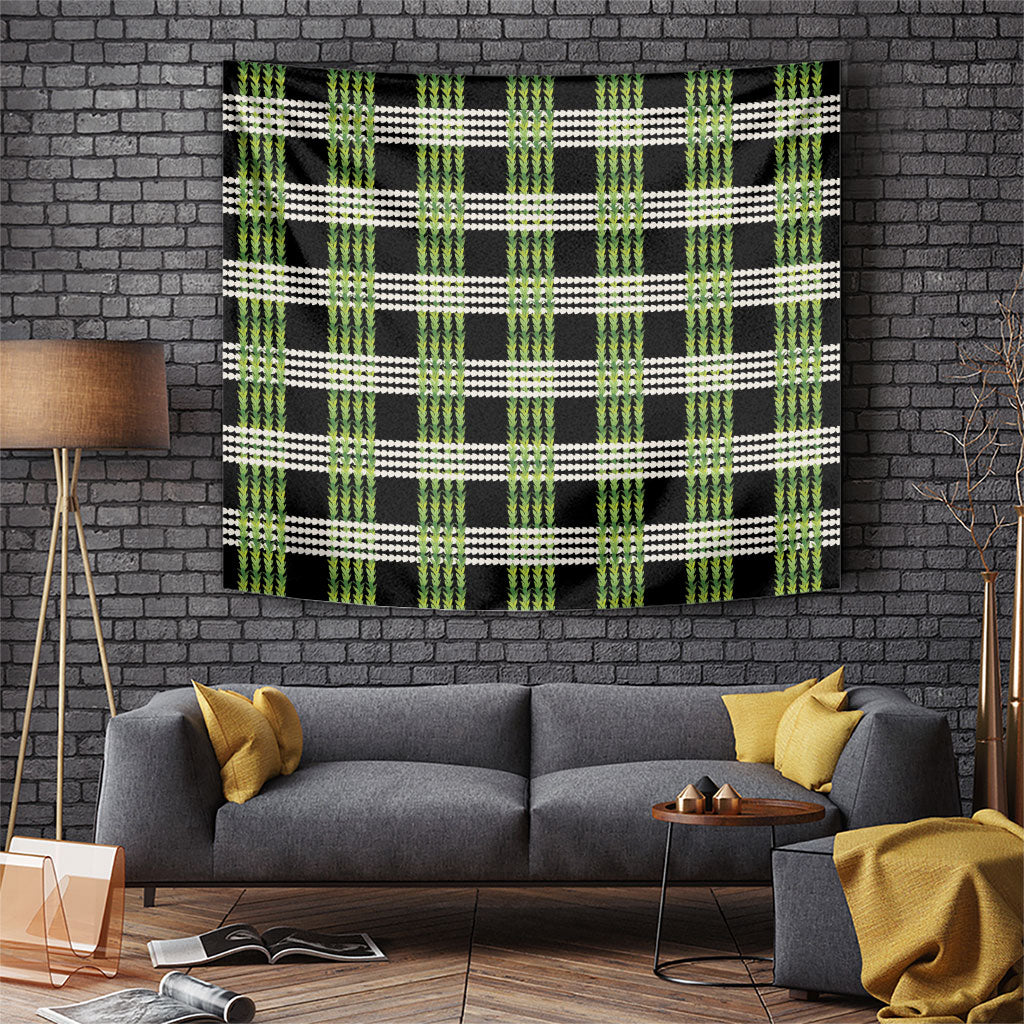 Aloha Hawaii Pakalana Pikake Lei Tapestry Palaka Inspired Hawaiian-plaid Black