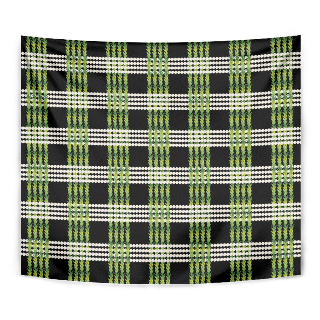Aloha Hawaii Pakalana Pikake Lei Tapestry Palaka Inspired Hawaiian-plaid Black