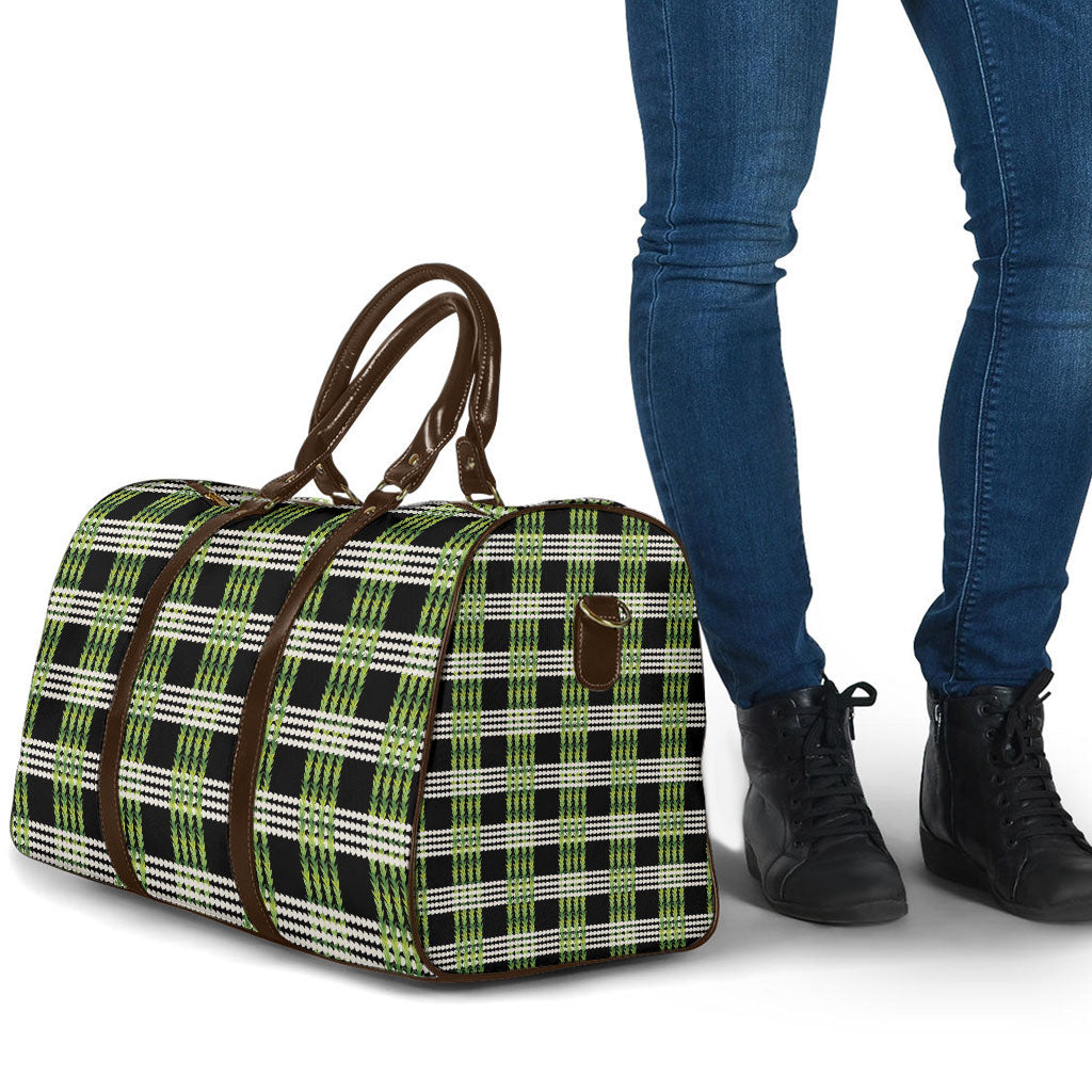 Aloha Hawaii Pakalana Pikake Lei Travel Bag Palaka Inspired Hawaiian-plaid Black