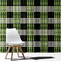 Aloha Hawaii Pakalana Pikake Lei Window Curtain Palaka Inspired Hawaiian-plaid Black