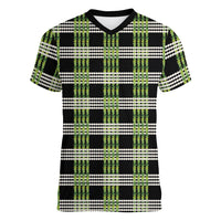 Aloha Hawaii Pakalana Pikake Lei Women V-Neck T-Shirt Palaka Inspired Hawaiian-plaid Black