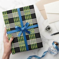 Aloha Hawaii Pakalana Pikake Lei Wrapping Paper Palaka Inspired Hawaiian-plaid Black