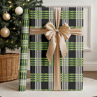Aloha Hawaii Pakalana Pikake Lei Wrapping Paper Palaka Inspired Hawaiian-plaid Black