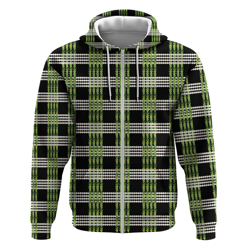 Aloha Hawaii Pakalana Pikake Lei Zip Hoodie Palaka Inspired Hawaiian-plaid Black