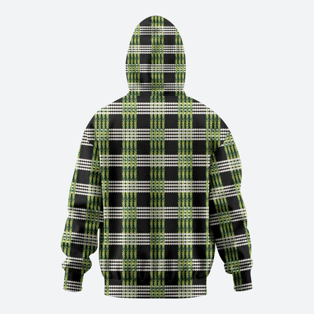 Aloha Hawaii Pakalana Pikake Lei Zip Hoodie Palaka Inspired Hawaiian-plaid Black