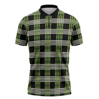Aloha Hawaii Pakalana Pikake Lei Zipper Polo Shirt Palaka Inspired Hawaiian-plaid Black