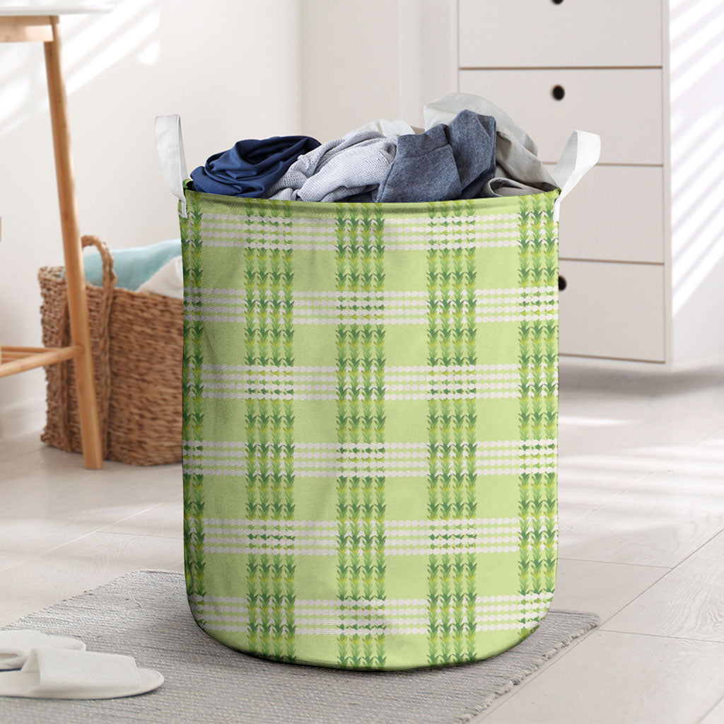 Aloha Hawaii Pakalana Pikake Lei Laundry Basket Palaka Inspired Hawaiian-plaid Pastel Green LT14 Green - Polynesian Pride