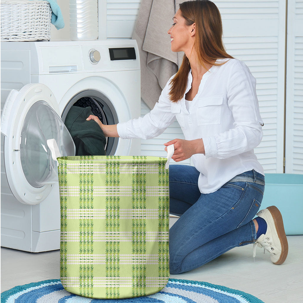 Aloha Hawaii Pakalana Pikake Lei Laundry Basket Palaka Inspired Hawaiian-plaid Pastel Green