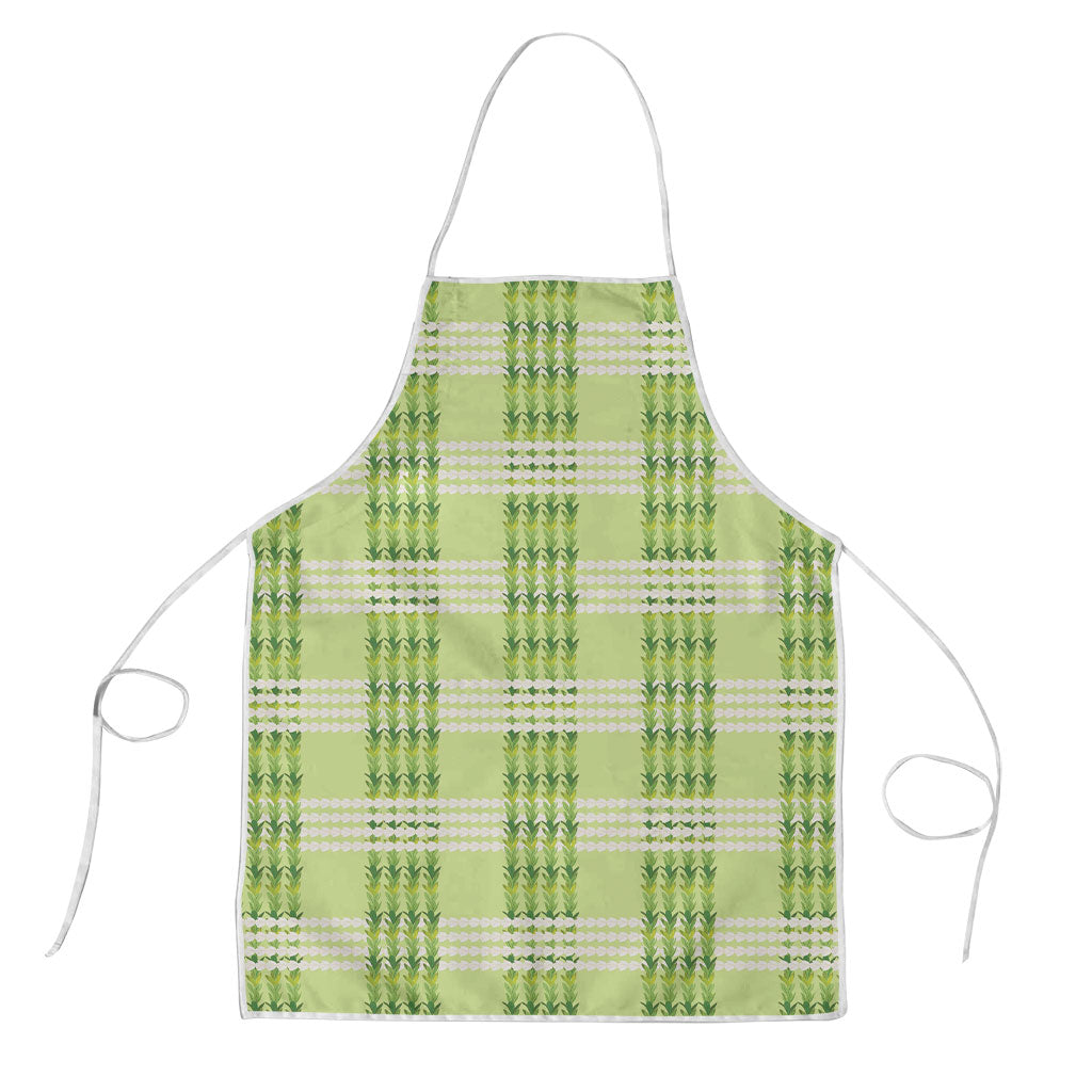 Aloha Hawaii Pakalana Pikake Lei Apron Palaka Inspired Hawaiian-plaid Pastel Green
