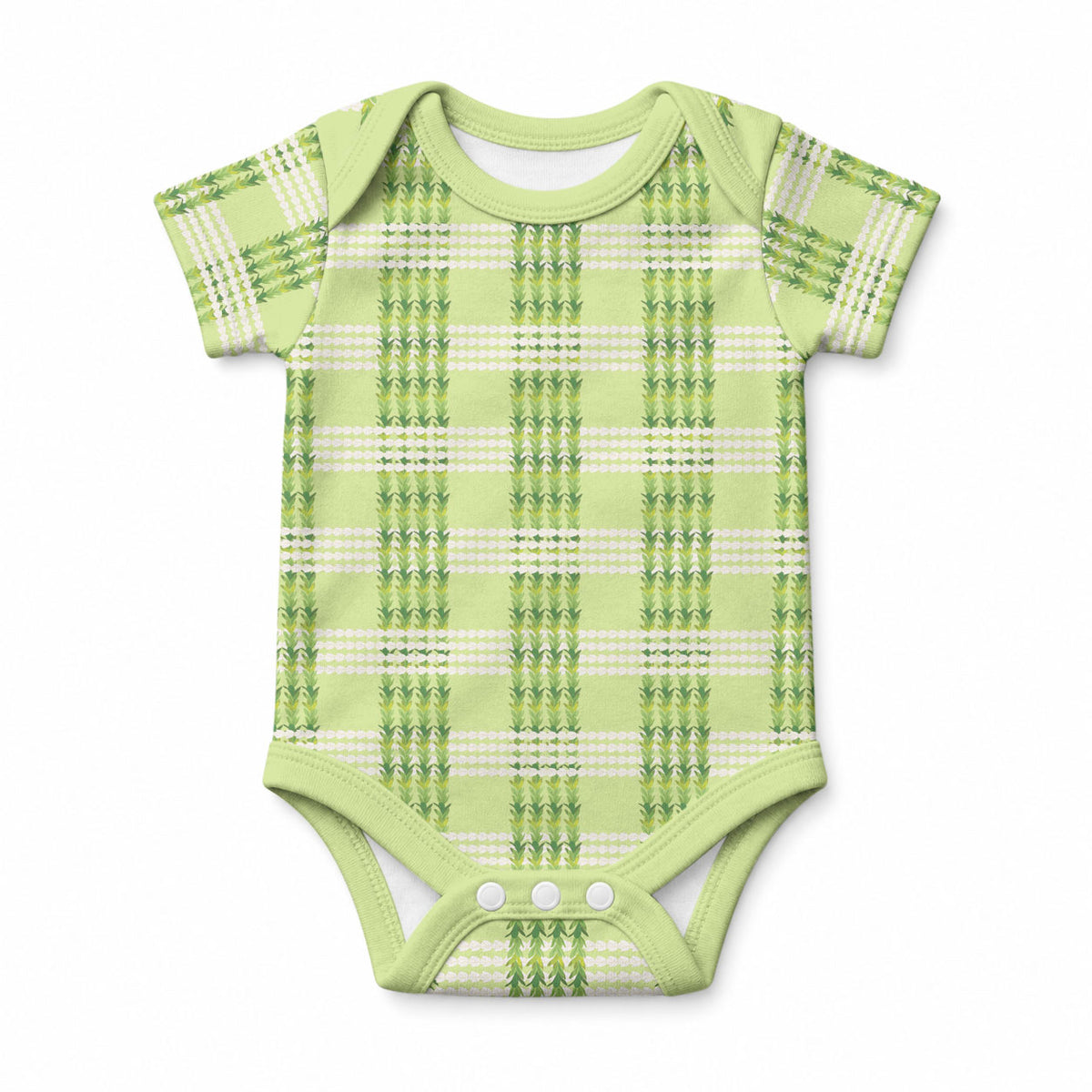 Aloha Hawaii Pakalana Pikake Lei Baby Onesie Palaka Inspired Hawaiian-plaid Pastel Green