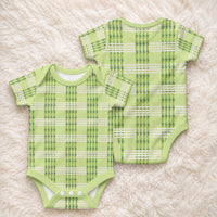 Aloha Hawaii Pakalana Pikake Lei Baby Onesie Palaka Inspired Hawaiian-plaid Pastel Green