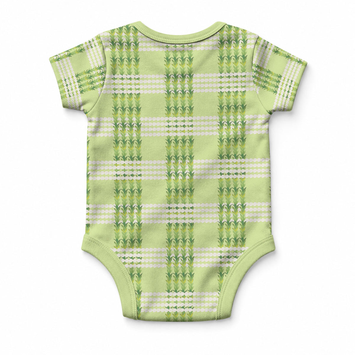 Aloha Hawaii Pakalana Pikake Lei Baby Onesie Palaka Inspired Hawaiian-plaid Pastel Green