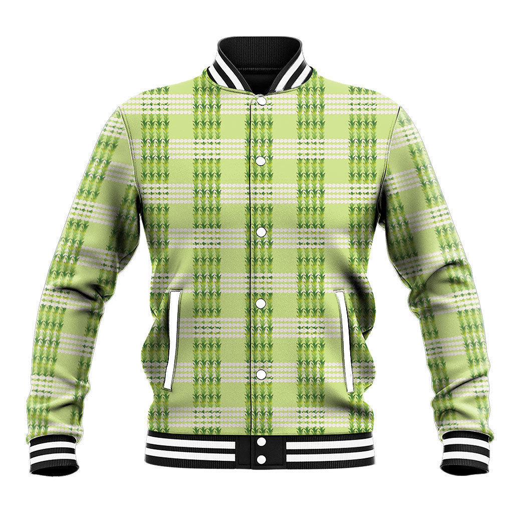 Aloha Hawaii Pakalana Pikake Lei Baseball Jacket Palaka Inspired Hawaiian-plaid Pastel Green LT14 Unisex Green - Polynesian Pride