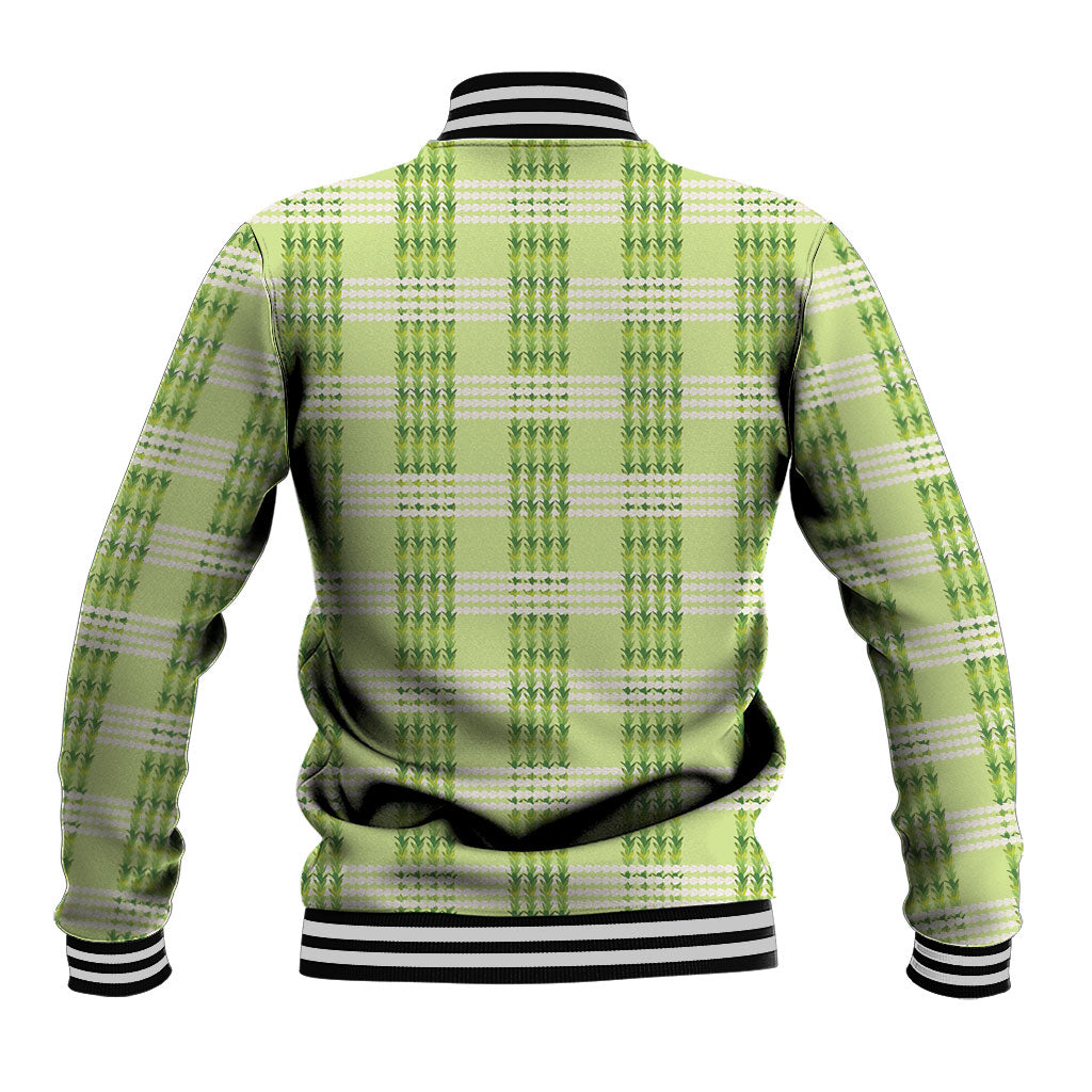 Aloha Hawaii Pakalana Pikake Lei Baseball Jacket Palaka Inspired Hawaiian-plaid Pastel Green