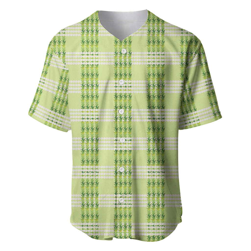Aloha Hawaii Pakalana Pikake Lei Baseball Jersey Palaka Inspired Hawaiian-plaid Pastel Green LT14 Green - Polynesian Pride