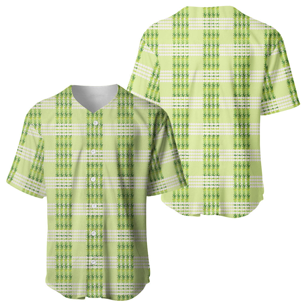 Aloha Hawaii Pakalana Pikake Lei Baseball Jersey Palaka Inspired Hawaiian-plaid Pastel Green
