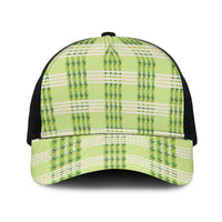 Aloha Hawaii Pakalana Pikake Lei Baseball Net Cap Palaka Inspired Hawaiian-plaid Pastel Green