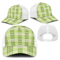 Aloha Hawaii Pakalana Pikake Lei Baseball Net Cap Palaka Inspired Hawaiian-plaid Pastel Green
