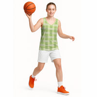 Aloha Hawaii Pakalana Pikake Lei Basketball Jersey Palaka Inspired Hawaiian-plaid Pastel Green