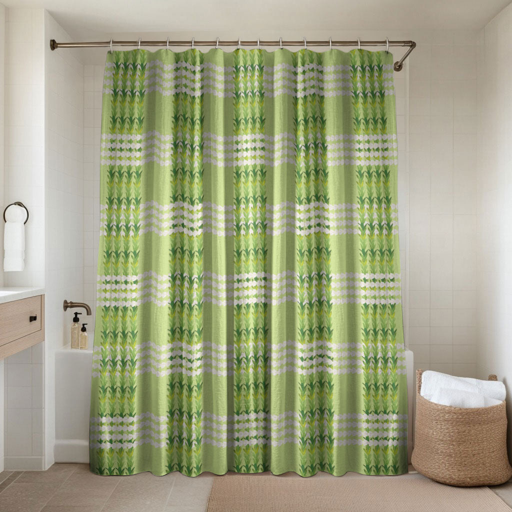 Aloha Hawaii Pakalana Pikake Lei Bathroom Set Palaka Inspired Hawaiian-plaid Pastel Green