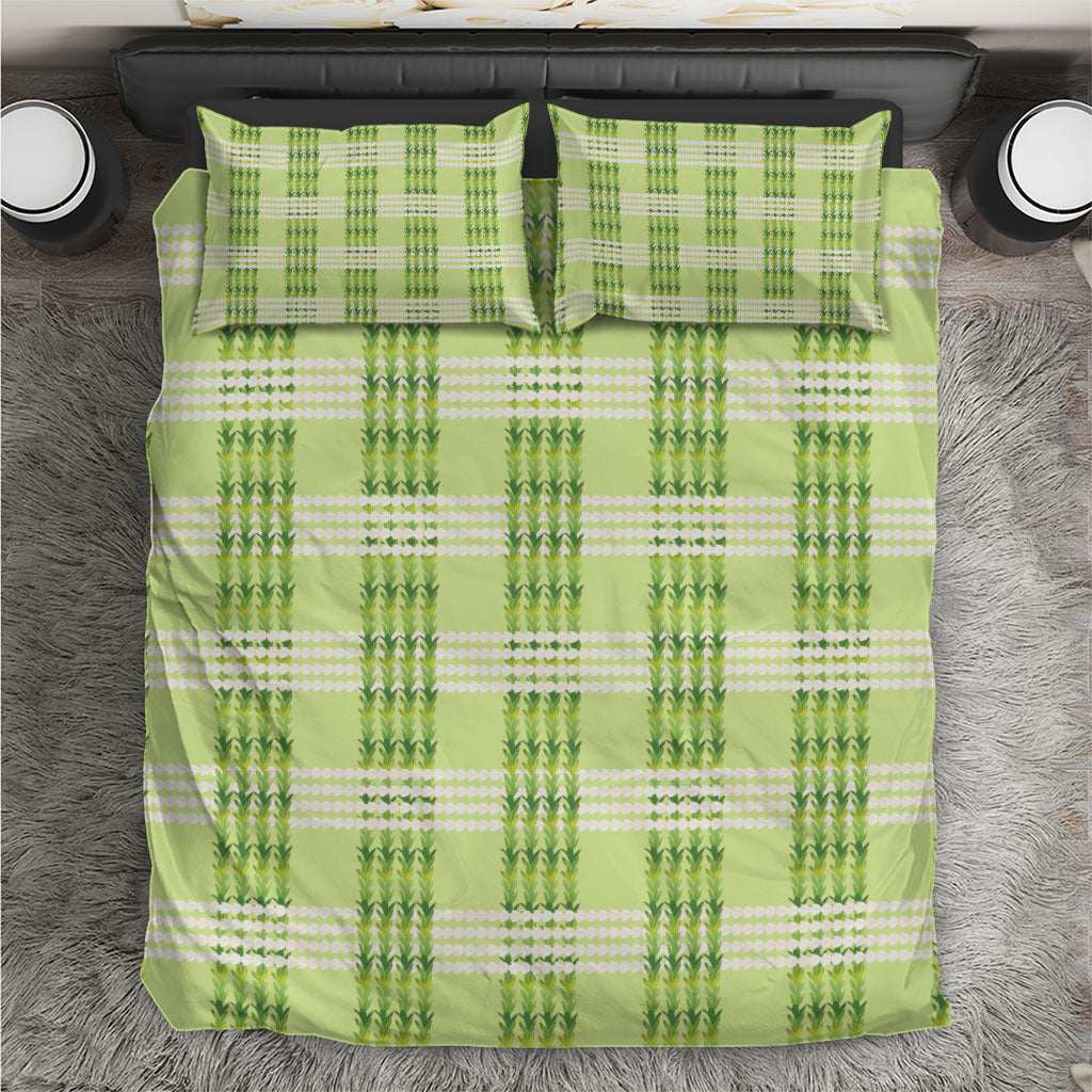 Aloha Hawaii Pakalana Pikake Lei Bedding Set Palaka Inspired Hawaiian-plaid Pastel Green