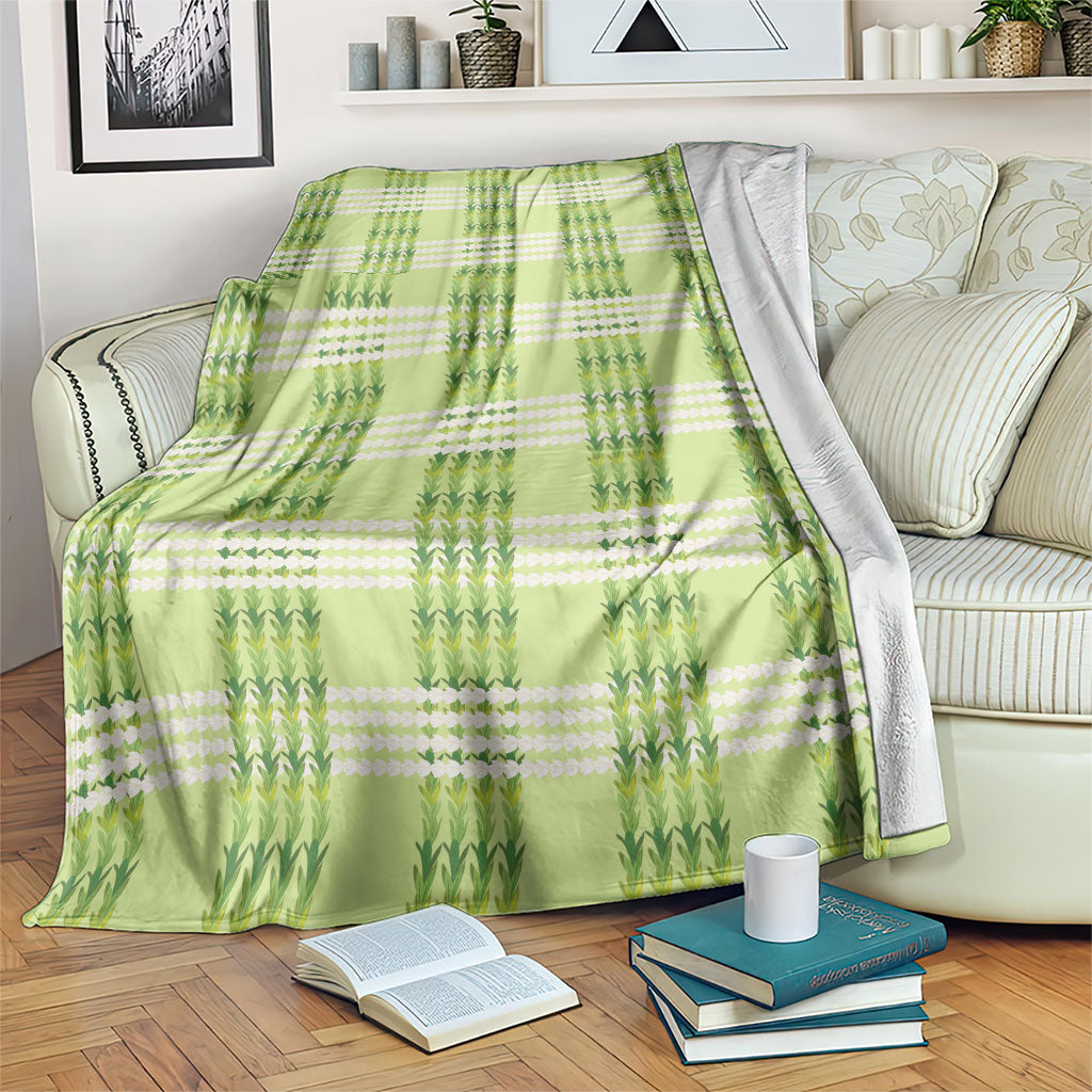 Aloha Hawaii Pakalana Pikake Lei Blanket Palaka Inspired Hawaiian-plaid Pastel Green
