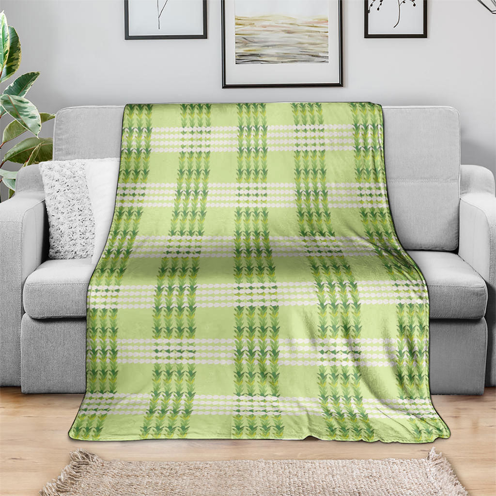 Aloha Hawaii Pakalana Pikake Lei Blanket Palaka Inspired Hawaiian-plaid Pastel Green