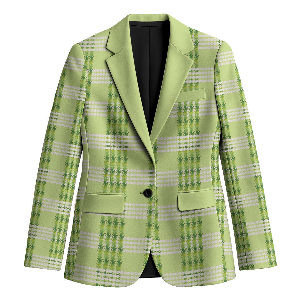 Aloha Hawaii Pakalana Pikake Lei Blazer Palaka Inspired Hawaiian-plaid Pastel Green LT14 Unisex Green - Polynesian Pride