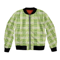 Aloha Hawaii Pakalana Pikake Lei Bomber Jacket Palaka Inspired Hawaiian-plaid Pastel Green