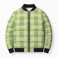 Aloha Hawaii Pakalana Pikake Lei Bomber Puffer Jacket Palaka Inspired Hawaiian-plaid Pastel Green