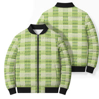 Aloha Hawaii Pakalana Pikake Lei Bomber Puffer Jacket Palaka Inspired Hawaiian-plaid Pastel Green