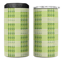 Aloha Hawaii Pakalana Pikake Lei 4 in 1 Can Cooler Tumbler Palaka Inspired Hawaiian-plaid Pastel Green