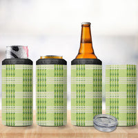 Aloha Hawaii Pakalana Pikake Lei 4 in 1 Can Cooler Tumbler Palaka Inspired Hawaiian-plaid Pastel Green