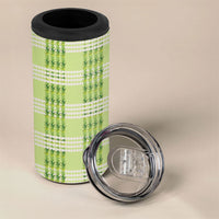 Aloha Hawaii Pakalana Pikake Lei 4 in 1 Can Cooler Tumbler Palaka Inspired Hawaiian-plaid Pastel Green