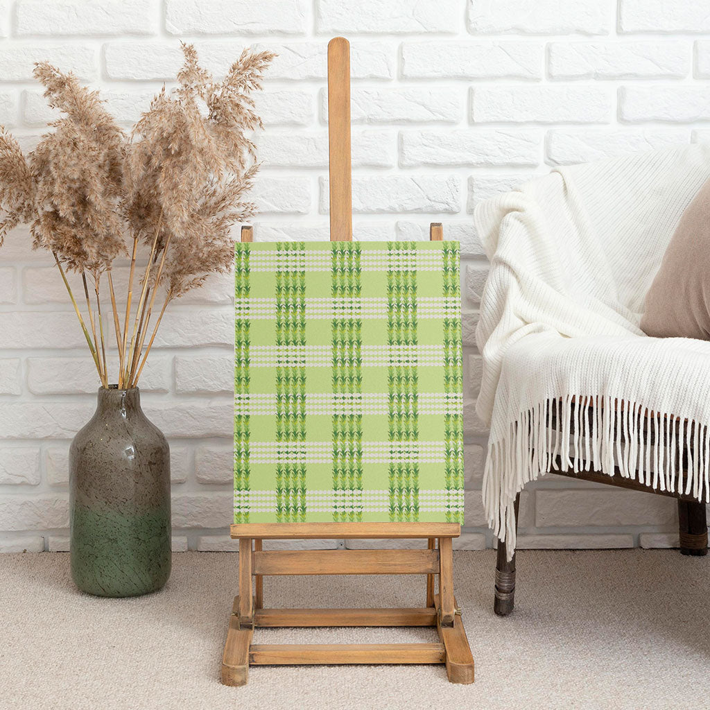 Aloha Hawaii Pakalana Pikake Lei Canvas Wall Art Palaka Inspired Hawaiian-plaid Pastel Green