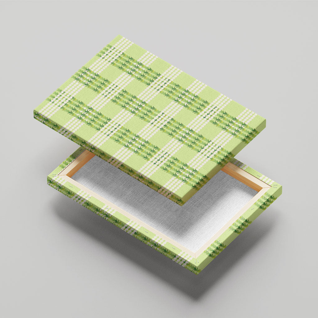 Aloha Hawaii Pakalana Pikake Lei Canvas Wall Art Palaka Inspired Hawaiian-plaid Pastel Green