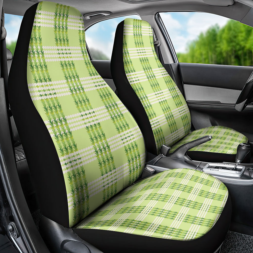Aloha Hawaii Pakalana Pikake Lei Car Seat Cover Palaka Inspired Hawaiian-plaid Pastel Green