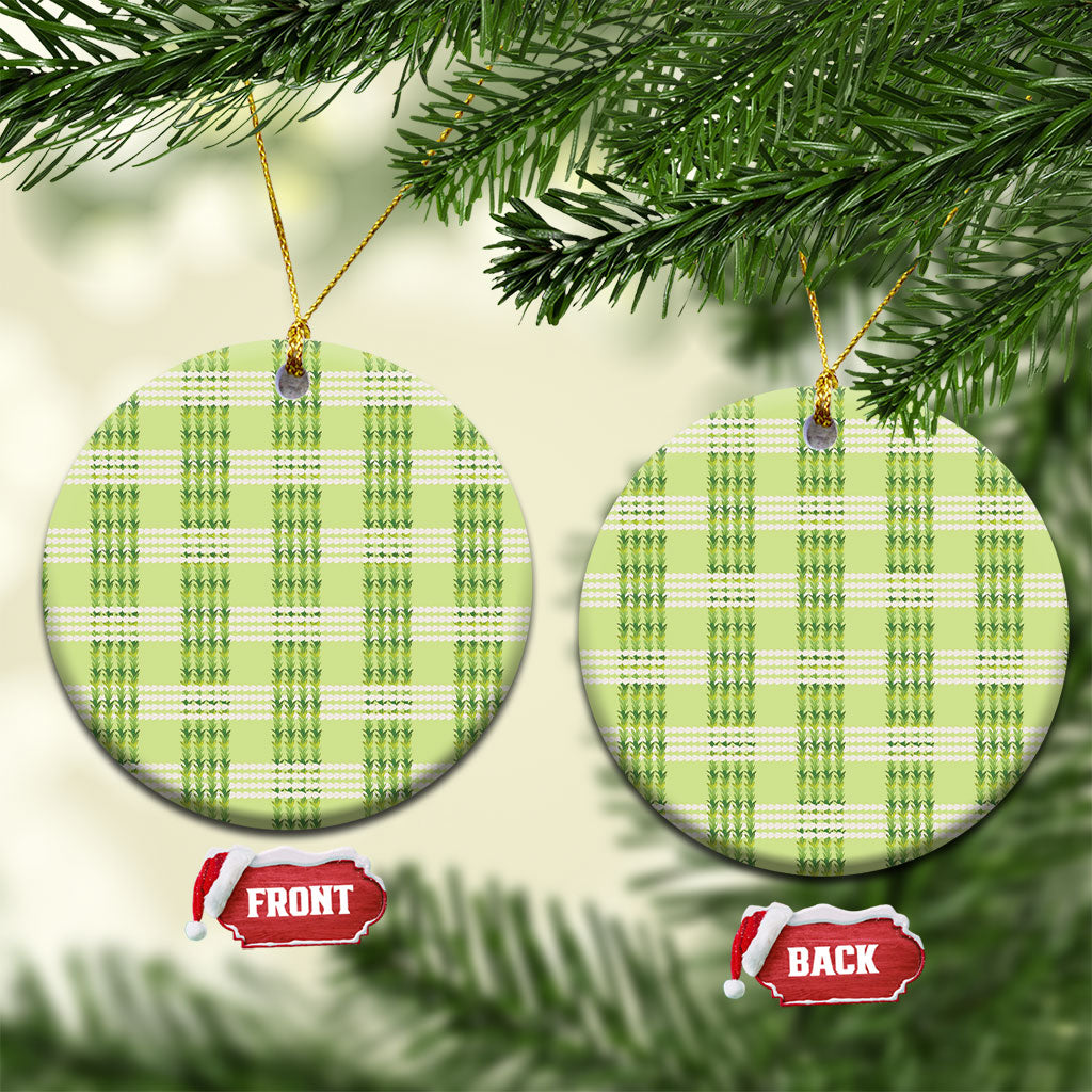 Aloha Hawaii Pakalana Pikake Lei Ceramic Ornament Palaka Inspired Hawaiian-plaid Pastel Green
