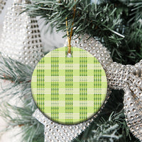 Aloha Hawaii Pakalana Pikake Lei Ceramic Ornament Palaka Inspired Hawaiian-plaid Pastel Green