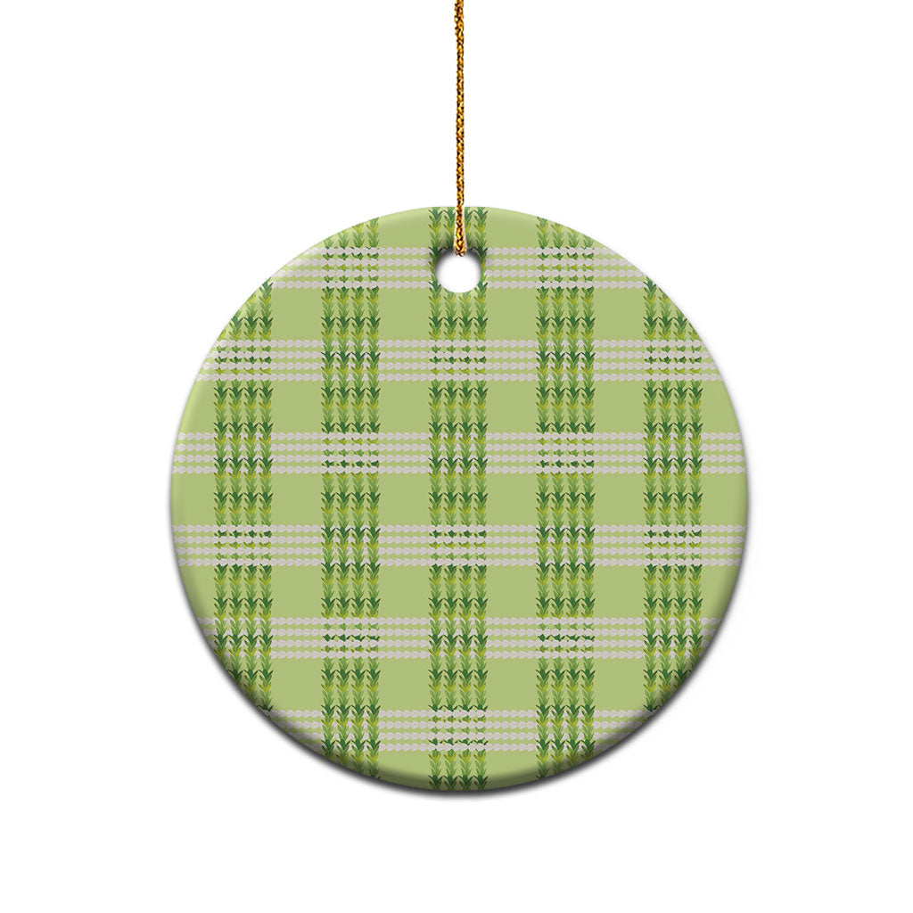 Aloha Hawaii Pakalana Pikake Lei Ceramic Ornament Palaka Inspired Hawaiian-plaid Pastel Green