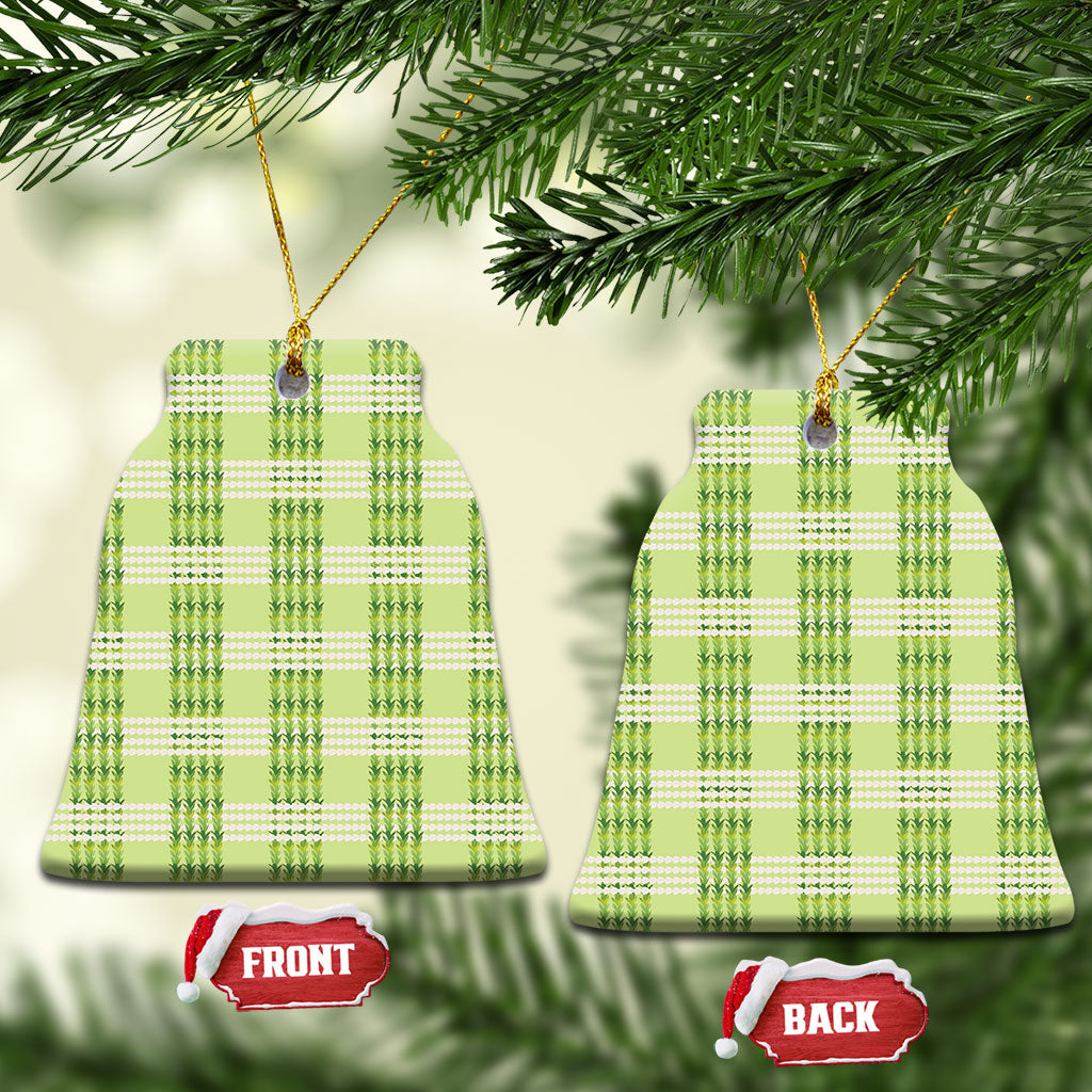 Aloha Hawaii Pakalana Pikake Lei Ceramic Ornament Palaka Inspired Hawaiian-plaid Pastel Green