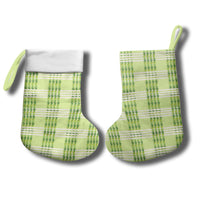 Aloha Hawaii Pakalana Pikake Lei Christmas Stocking Palaka Inspired Hawaiian-plaid Pastel Green