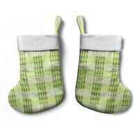 Aloha Hawaii Pakalana Pikake Lei Christmas Stocking Palaka Inspired Hawaiian-plaid Pastel Green