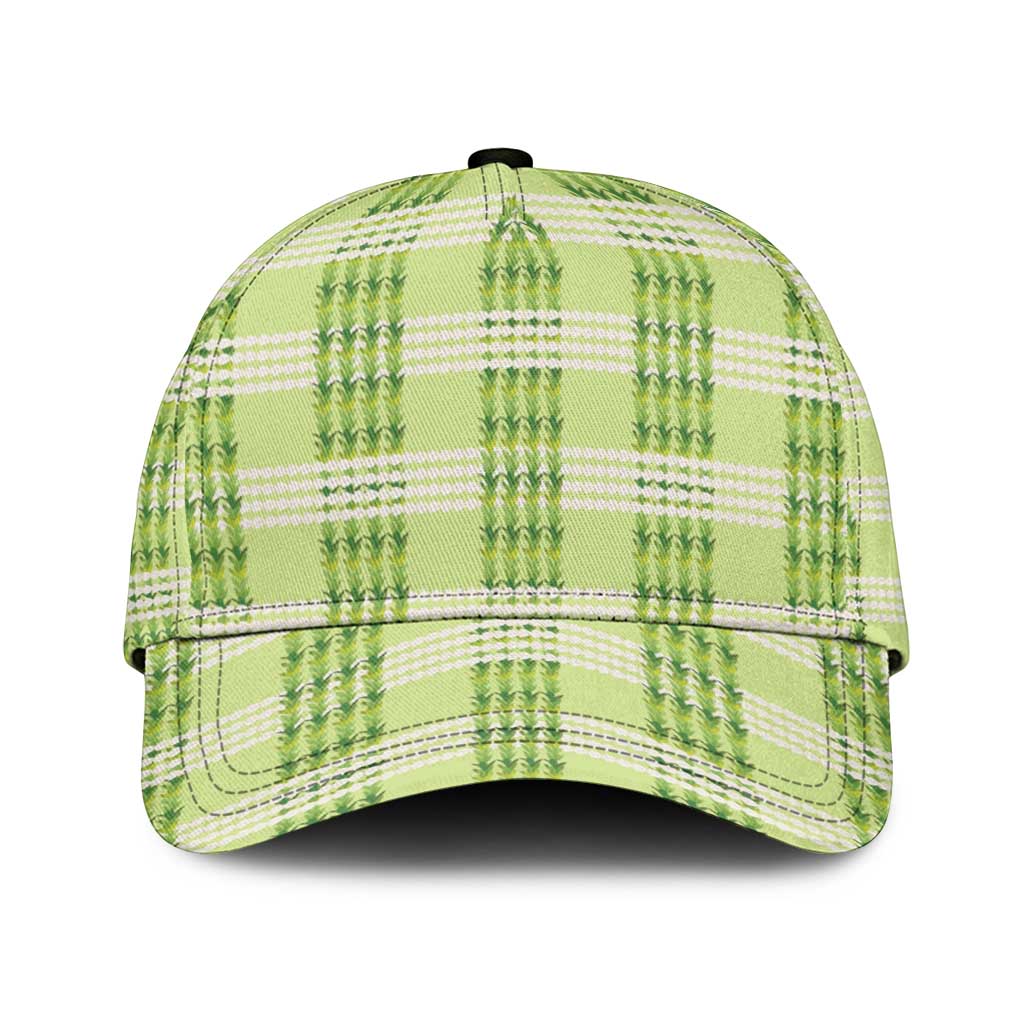 Aloha Hawaii Pakalana Pikake Lei Classic Cap Palaka Inspired Hawaiian-plaid Pastel Green