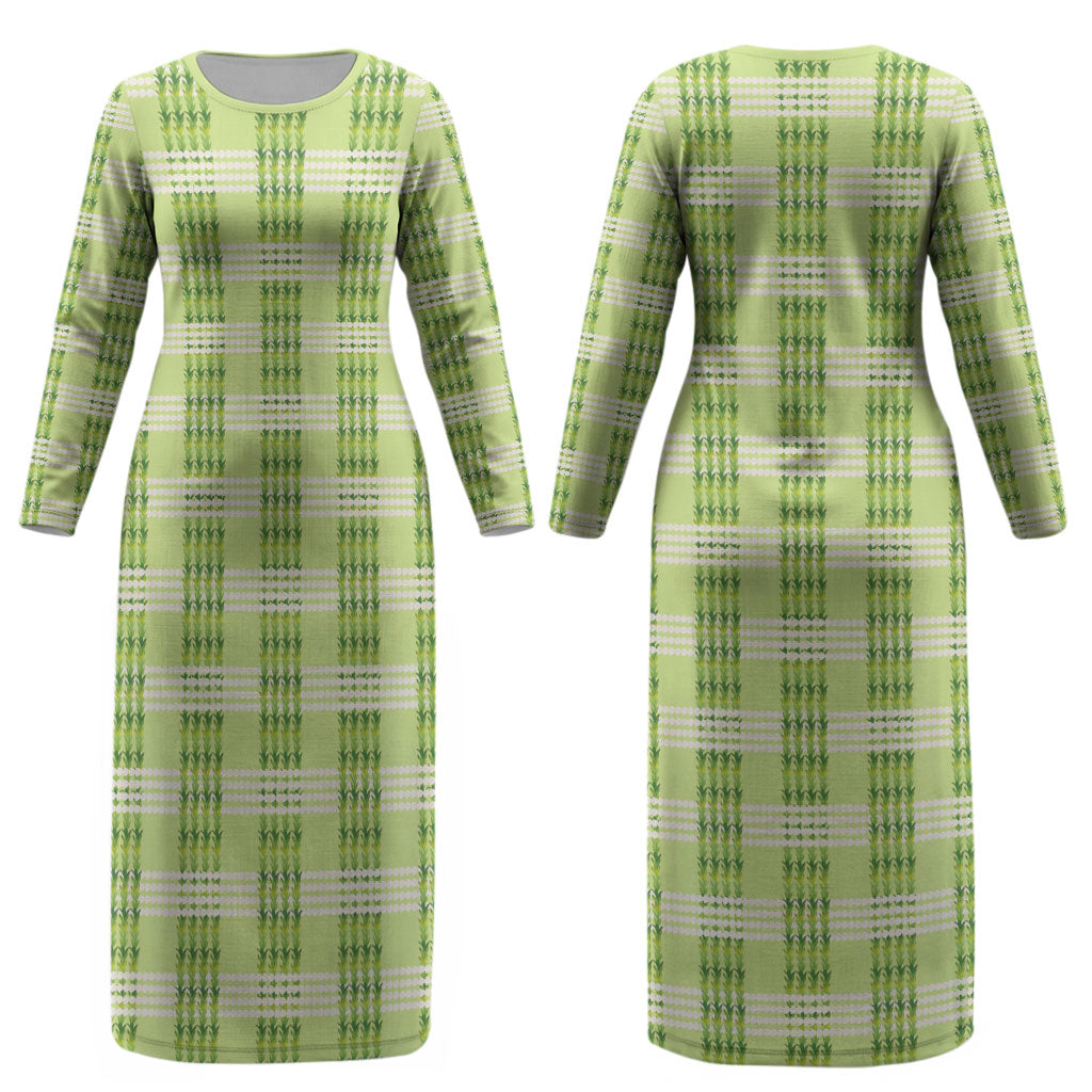 Aloha Hawaii Pakalana Pikake Lei Couples Matching Long Sleeve Bodycon Dress and Long Sleeve Button Shirt Palaka Inspired Hawaiian-plaid Pastel Green