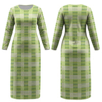 Aloha Hawaii Pakalana Pikake Lei Couples Matching Long Sleeve Bodycon Dress and Long Sleeve Button Shirt Palaka Inspired Hawaiian-plaid Pastel Green